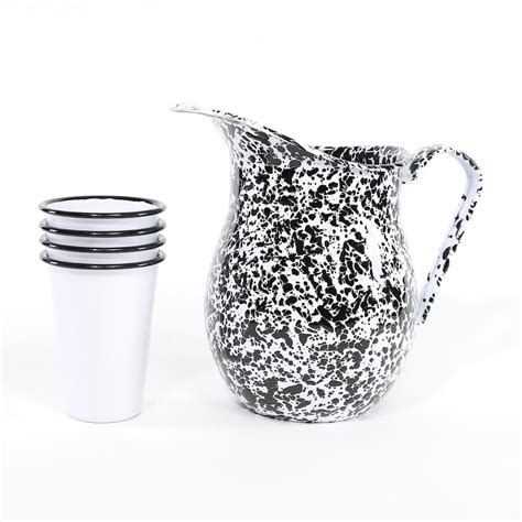 BLACK SPLATTERWARE PITCHER | Pitcher set, Pitcher, White pitcher