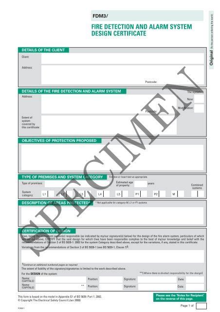 fire detection and alarm system design certificate - NICEIC