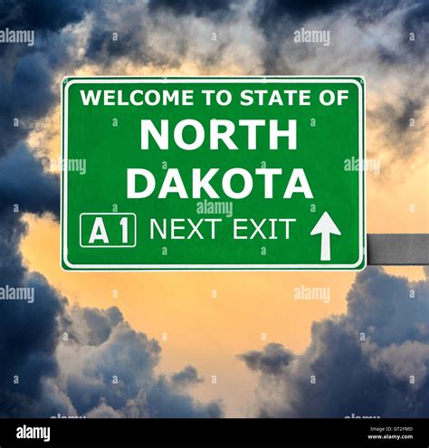 NORTH DAKOTA road sign against clear blue sky Stock Photo - Alamy