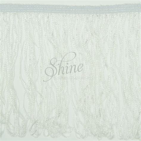 Stretch Fringe – White Iridescent – Shine Trimmings & Fabrics