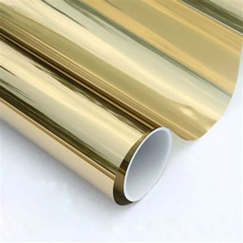 Gold Silver Reflective One Way Mirror Window Film Mirrored Privacy Sticky Glass Tint VLT 15% ...