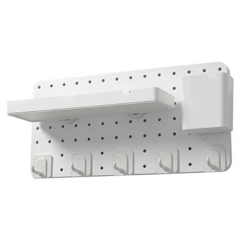 Living and Home White Pegboard Wall Storage Rack 42 x 1.5 x 21cm | Wilko