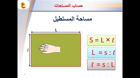 مساحة المستطيل المستوى الخامس - YouTube