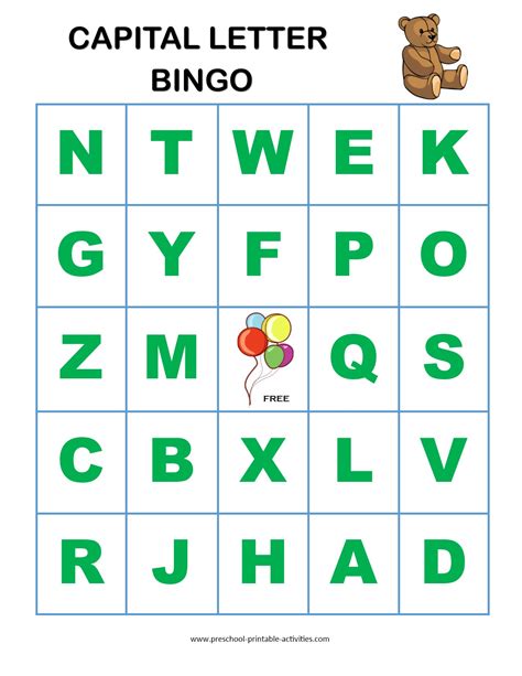 Letter Recognition Bingo Games