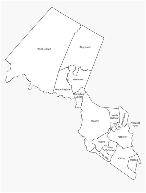 Passaic County, Nj Municipalities Labeled - Passaic County Nj Town Map, HD Png Download - kindpng