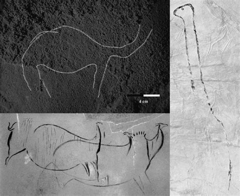 Figure 1. Imaginary creatures in Palaeolithic cave art. Top left and ...