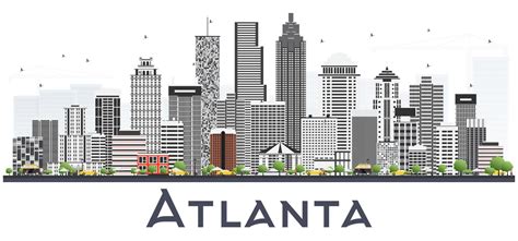 Atlanta Georgia USA City Skyline with Gray Buildings Isolated on White. 16770101 Vector Art at ...