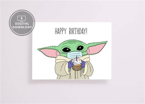 Printable Baby Yoda Birthday Card Baby Yoda Mandalorian Baby | Etsy | Yoda card, Birthday cards ...