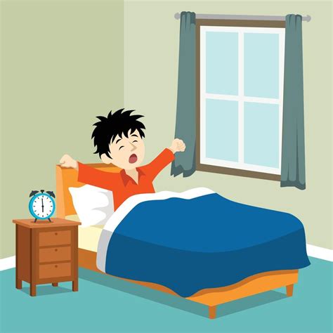 happy cute little kid boy wake up in the morning 8573031 Vector Art at Vecteezy