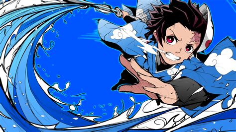 Demon Slayer Tanjiro Kamado With Sword With Blue Background 4K 8K HD ...