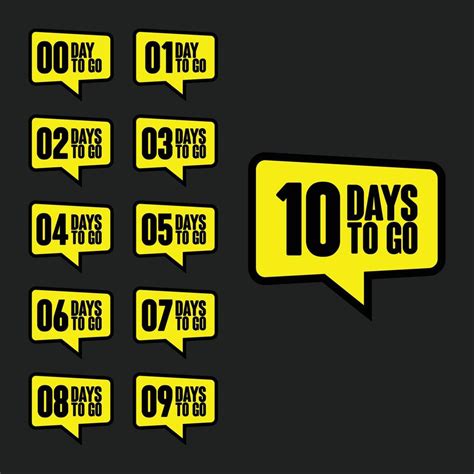 Days to go countdown black yellow badge set 13711134 Vector Art at Vecteezy