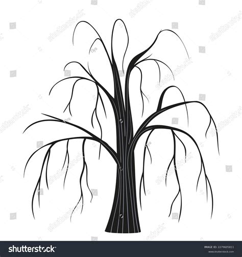 Black Silhouette Old Willow Tree Without Stock Vector (Royalty Free) 2279605811 | Shutterstock