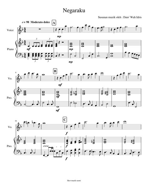 Negaraku Sheet music for Piano, Vocals (Piano-Voice) | Musescore.com