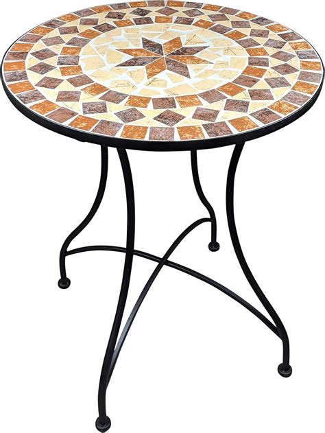 Dszapaci Mosaic Garden Table Round 60 cm Mosaic Table Mediterranean Side Table Mosaic Round ...