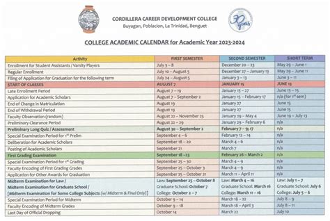 Academic and Activities Calendar 2023-2024 – Cordillera Career ...