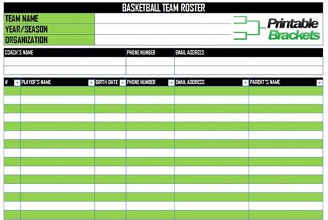 Basketball Roster Template | Basketball Team Roster Template ...