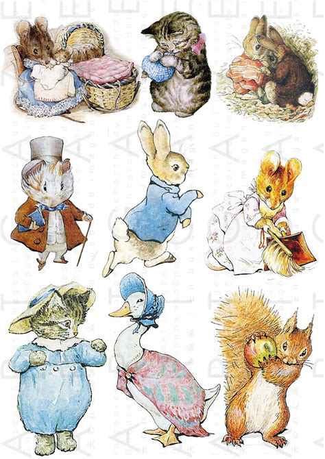 PETER RABBIT Collage Sheet Beatrix POTTER Illustrations. Printable Vintage Images… | Beatrix ...