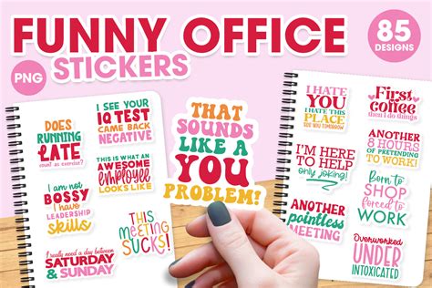 Funny PNG Office Stickers Graphic by Ali's SVG Shop · Creative Fabrica