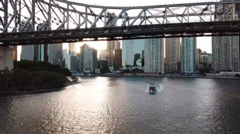 Aerial View Brisbane Skyline Sunset Story Stock Footage Video (100% ...