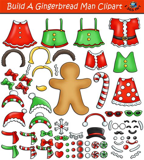 Build A Gingerbread Man Clipart Set Download - Clipart 4 School