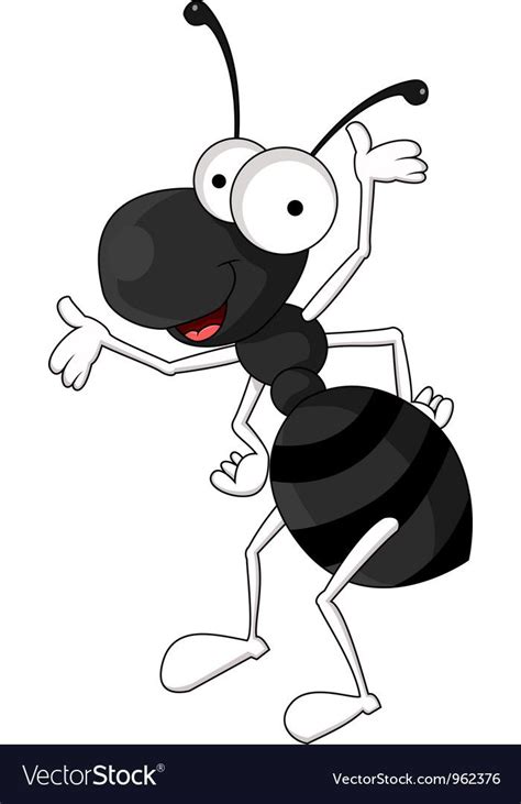 Funny black ant cartoon vector image on VectorStock