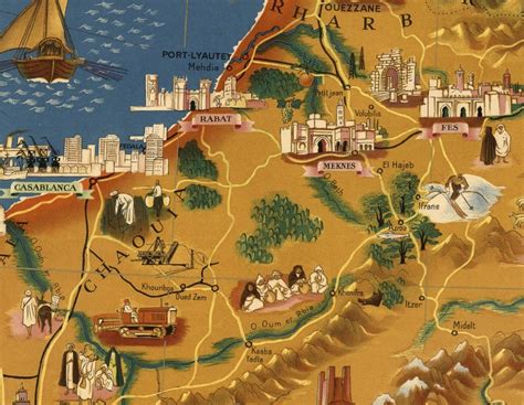 Old Map of Morocco Vintage Pictorial Map Postervintage Map - Etsy