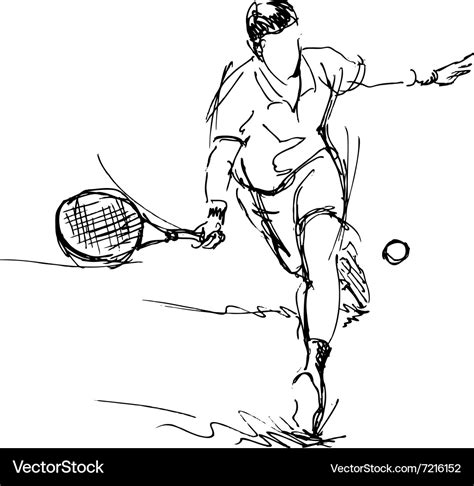 Hand sketch tennis player Royalty Free Vector Image