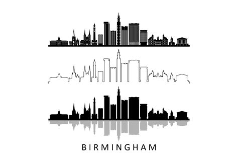 BIRMINGHAM England USA Skyline Graphic by simpline · Creative Fabrica