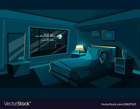 Cute young woman sleeping bedroom at night vector image on | Bedroom drawing, Sky anime, Types ...