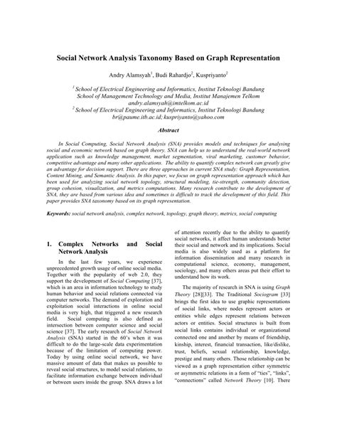 (PDF) Social Network Analysis Taxonomy Based on Graph Representation