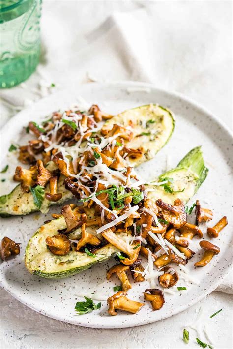 Whipped Cottage Cheese Stuffed Zucchini Boats with Chanterelle Mushrooms – Health Starts in the ...