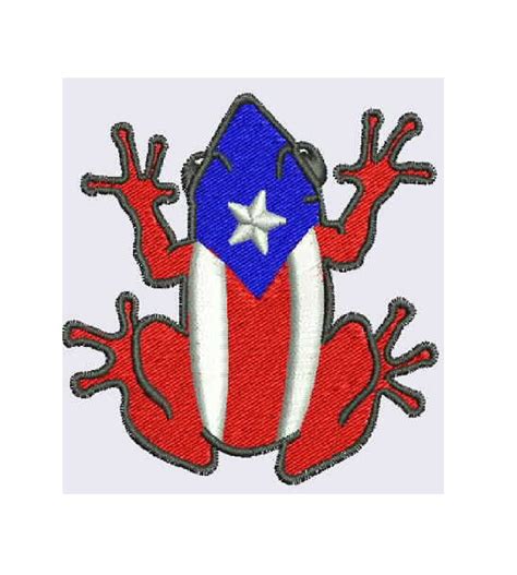 Puerto Rico Coqui Frog Flag Colors Logo Design for Machine Embroidery ...