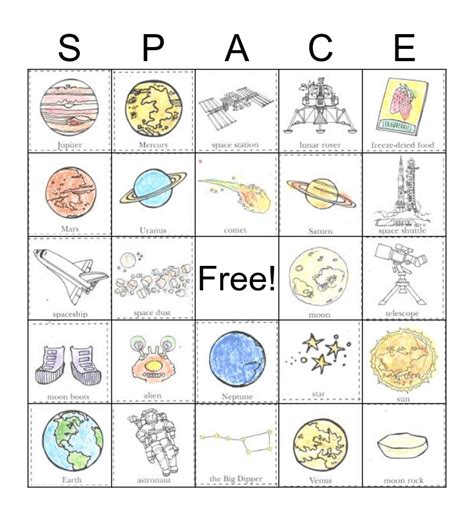 SPACE Bingo Card