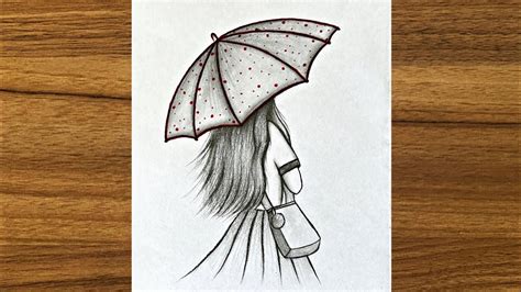 How to draw a girl with umbrella step by step || Easy drawing for girls ...