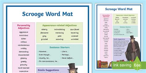 Scrooge Word Mat (teacher made) - Twinkl