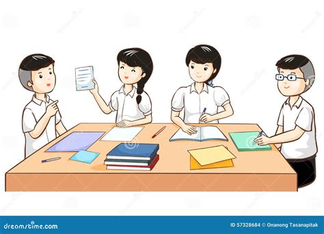 Student Work Together In Group Stock Vector - Image: 57328684