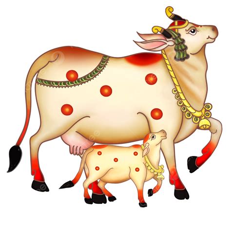 Pichwai Cow With Calf, Mother Cow With Baby Calf, Pichhwai Art Indian Ethnic Traditional Folk ...