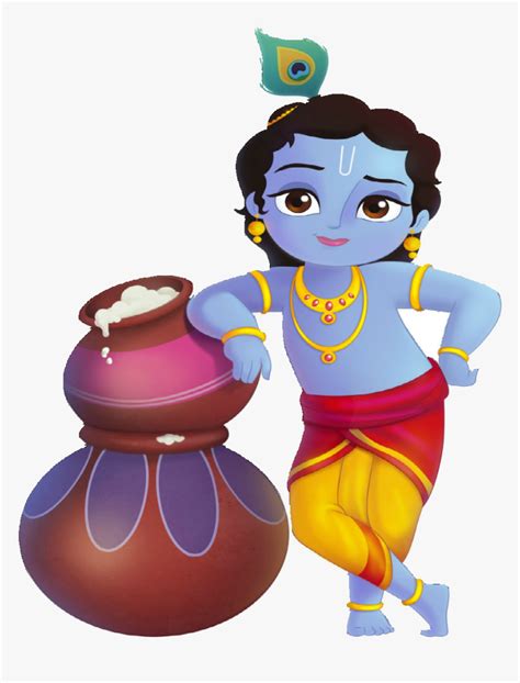 Lord Krishna Standing With Makhan - Little Krishna Cartoon, HD Png Download , Transparent Png ...