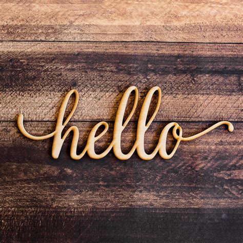 Hello Script Wood Sign wood Sign Art, Wooden Hello, Hello Sign, Laser Cut Wood Sign, Wood ...