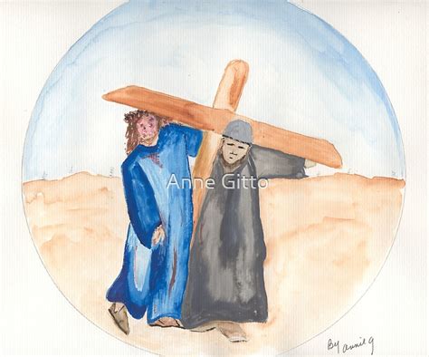 "Jesus & Simon of Cyrene" by Anne Gitto | Redbubble