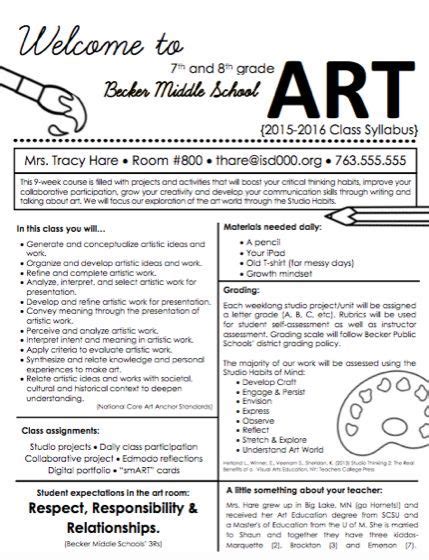 Art Class Syllabus for k-12 Students - The Art of Education University | Art syllabus, Art ...