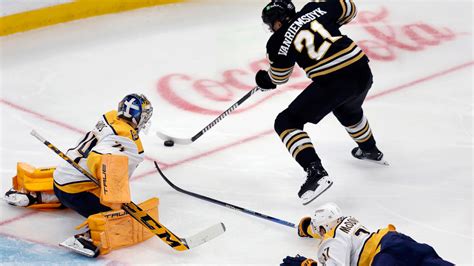 James van Riemsdyk scores 2 PP goals; Bruins beat Nashville 3-2