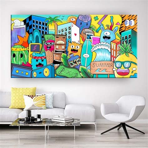 Large Graffiti Style Painting Street Art Canvas Art Print - Etsy