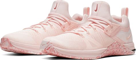 Nike Metcon Flyknit 3 Training Shoes in Pink/ White/ Metallic Grey ...