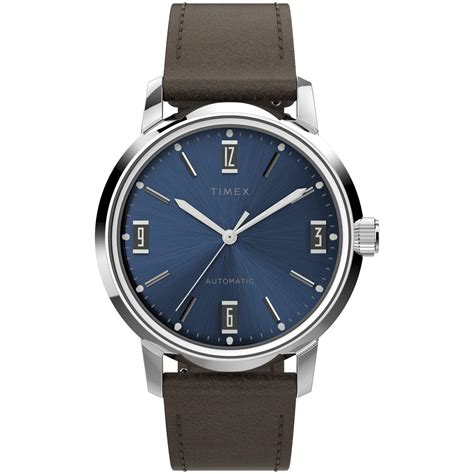 Timex 40 Mm Marlin Automatic Leather Strap Watch in Metallic for Men | Lyst