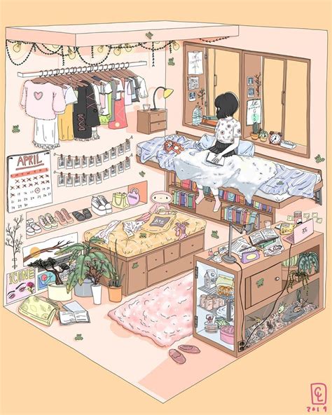 Pin by francesca on landscapes | Bedroom drawing, Anime room, Kawaii art