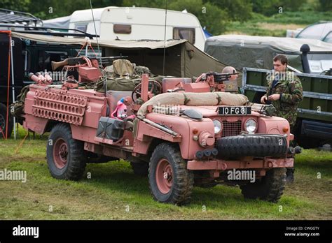 Land Rover 4x4 SAS special forces Pink Panther military vehicle at annual Eastnor Land Rover ...