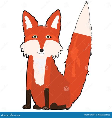 Illustrated Standing Fox Design Isolated Drawing of a Fox Stock Illustration - Illustration of ...