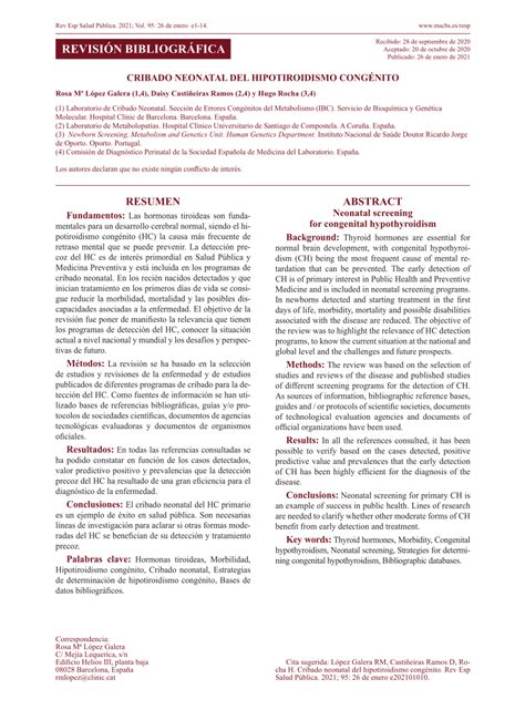 (PDF) Neonatal screening for congenital hypothyroidism