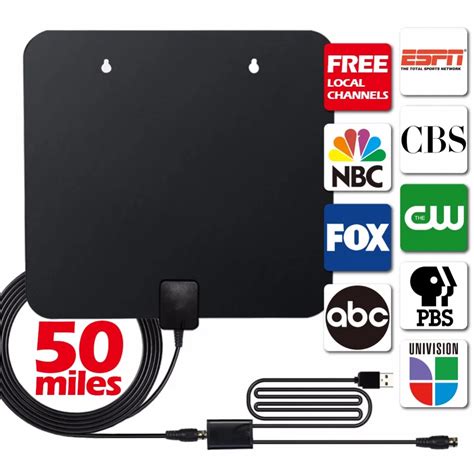 HDTV Antenna, MIESCHER 50 Miles Range Indoor Antenna Freeview Local ...